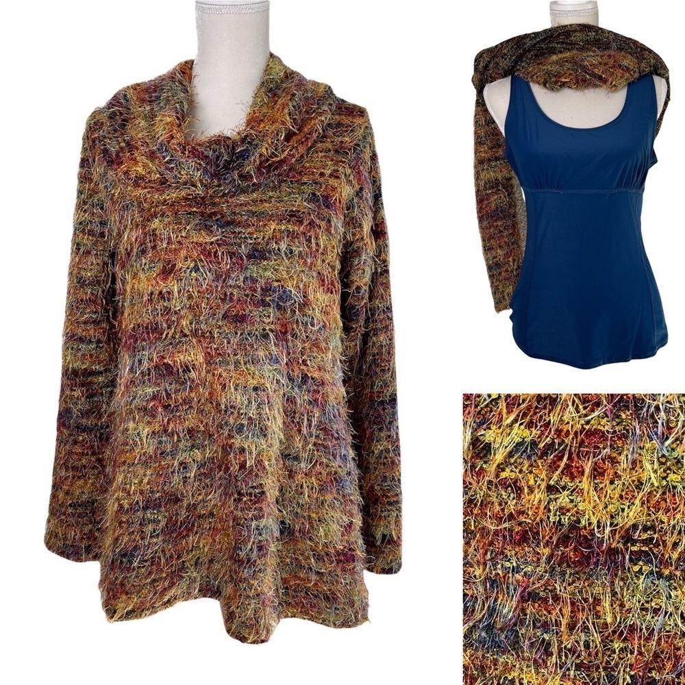 MiracleBody MIRACLESUIT Textured Cowl Neck Fiesta Sophie Sweater shaggy Size L